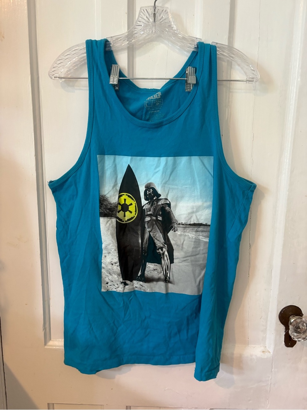 Star Wars Teal Men'sTank with Black & Yellow Vader Surf Graphic